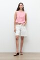 Blusa lino detalle desflecado rosado melange