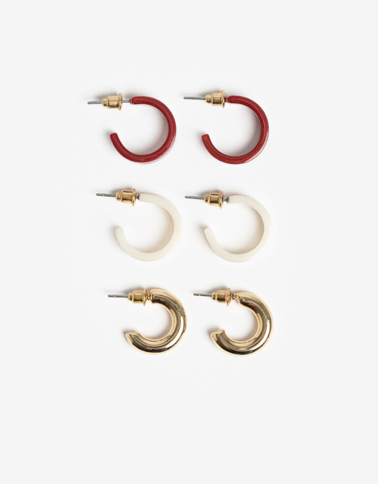 Aros Argollas Set Acrilico Set De Argollas Metal Y Resina - Dorado