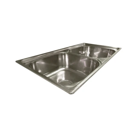Pileta Para Cocina Doble Brillo Pulida De Acero Inoxidable 78X42X22Cm Dgc 000