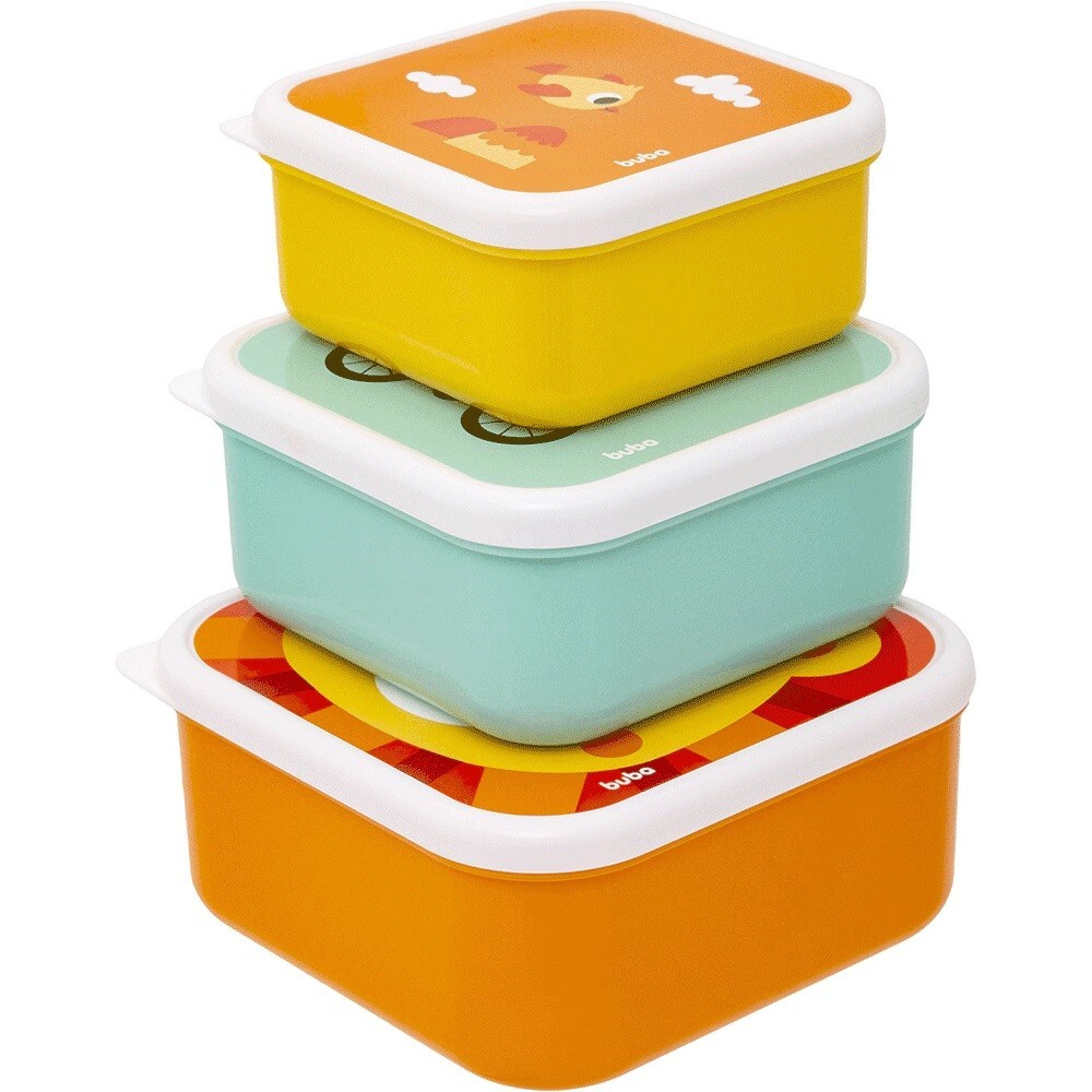 Set x3 tupper animales BUBA leon bubazoo