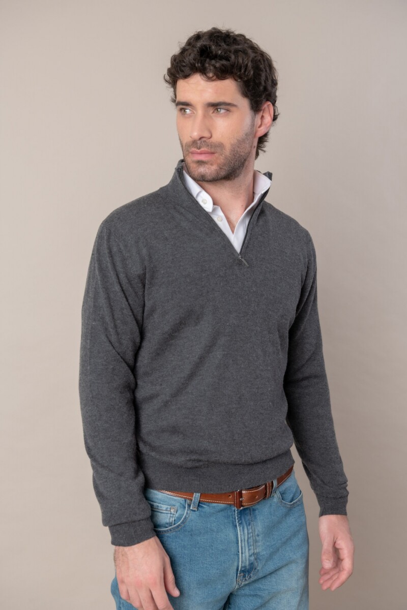 Sweater Half Zip merino - Gris Pizarra 