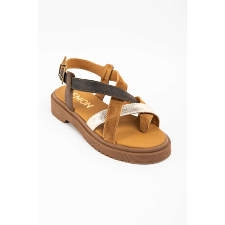 Sandalias De Cuero Tiras Cruzadas Multi