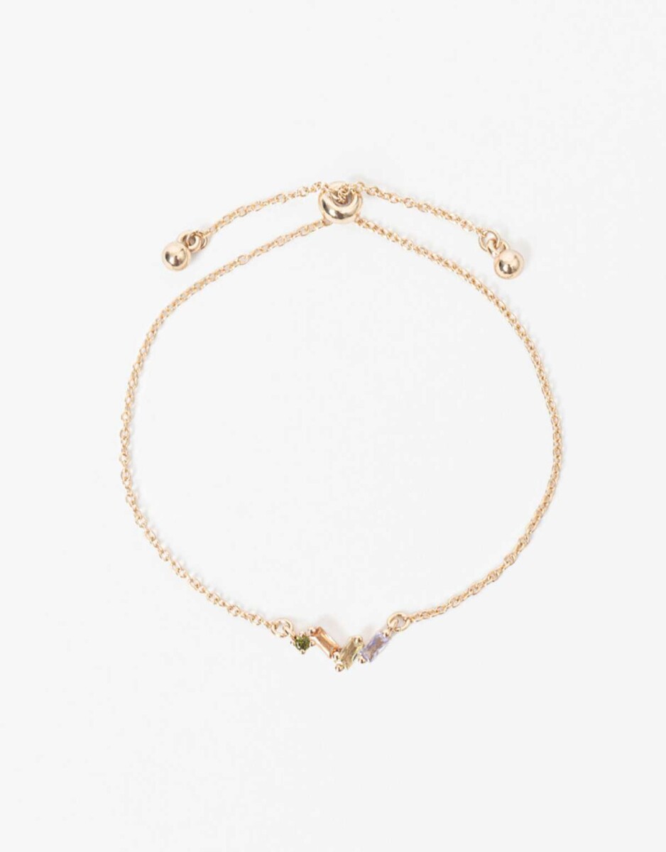 Pulsera Flexible Con Cubic Zirconia - Dorado 