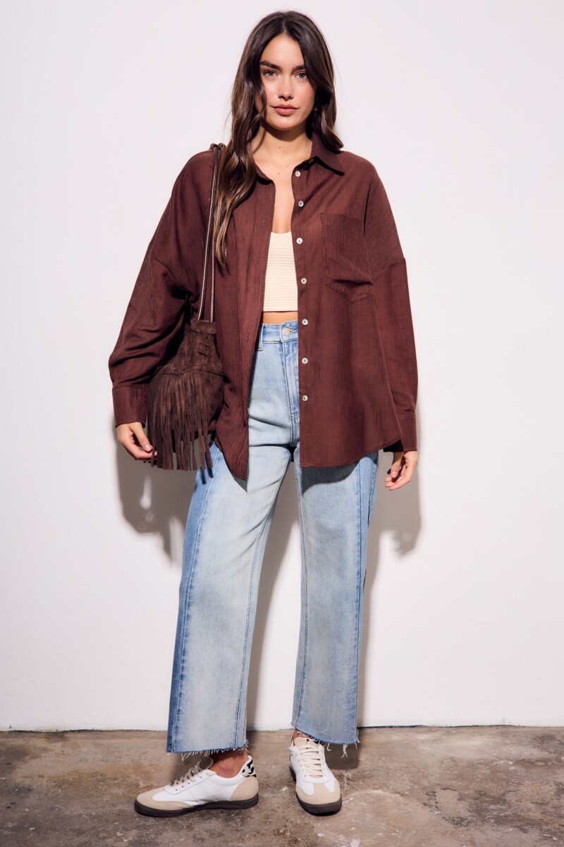 Camisa Tencel Chocolate