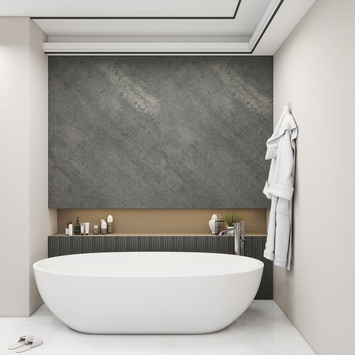 Placa de PVC simil Piedra Porfido Grafito 