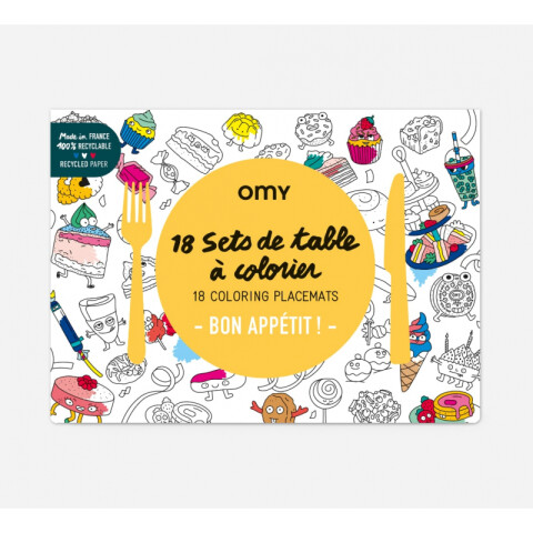 Set x 18 de individuales para pintar Bon Appetit
