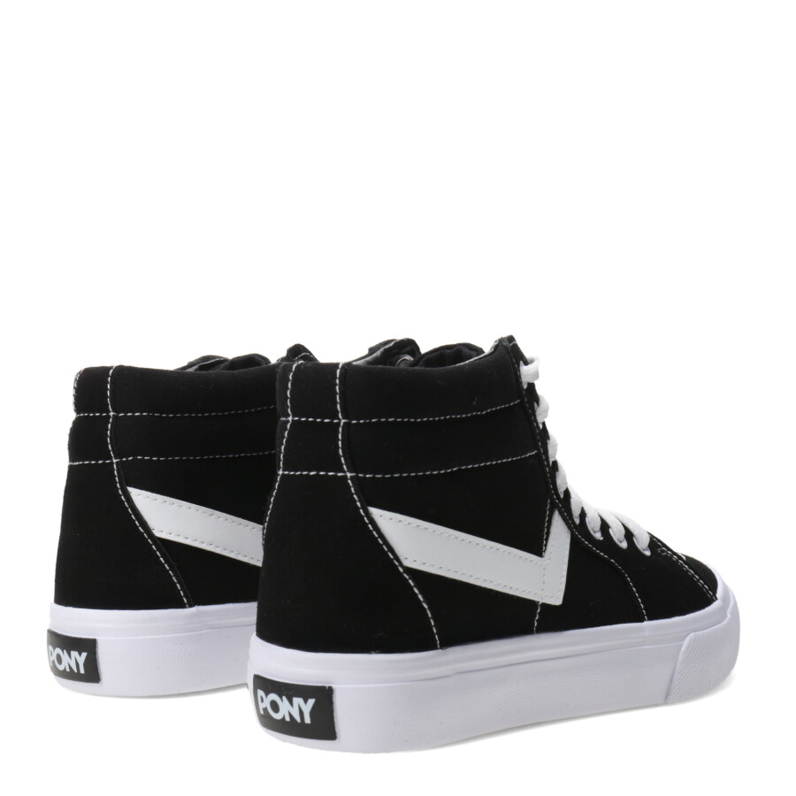 Botas de Mujer PONY Casual Lona Negro - Blanco