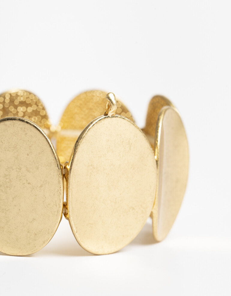 Pulseras Elásticas Metal Pulsera Elástica Chapones Dorados - Dorado Oro Amarillo