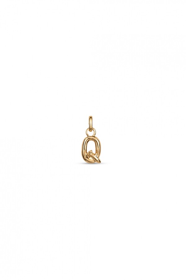 CHARM DE ALEACION DE METALES BAÑADO EN ORO DE 18 K CON FORMA DE LETRA Q CON ARGOLLA Charm
