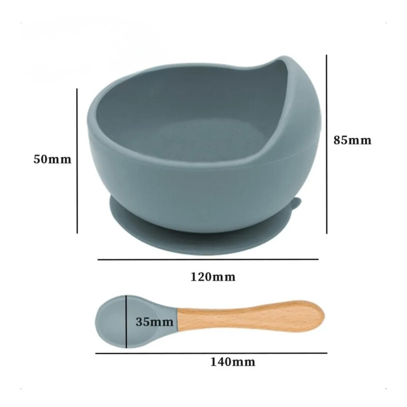 Set Alimentación Bebé en Silicona Libre Bpa 10 Piezas Gris