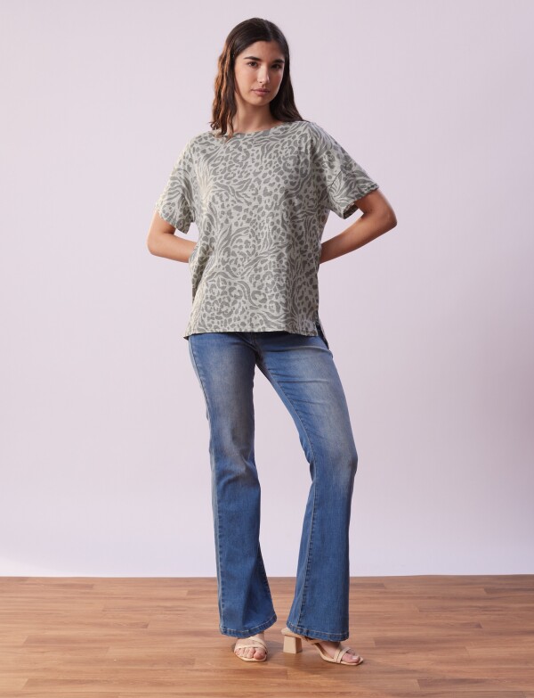 Remera Algodon Print VERDE