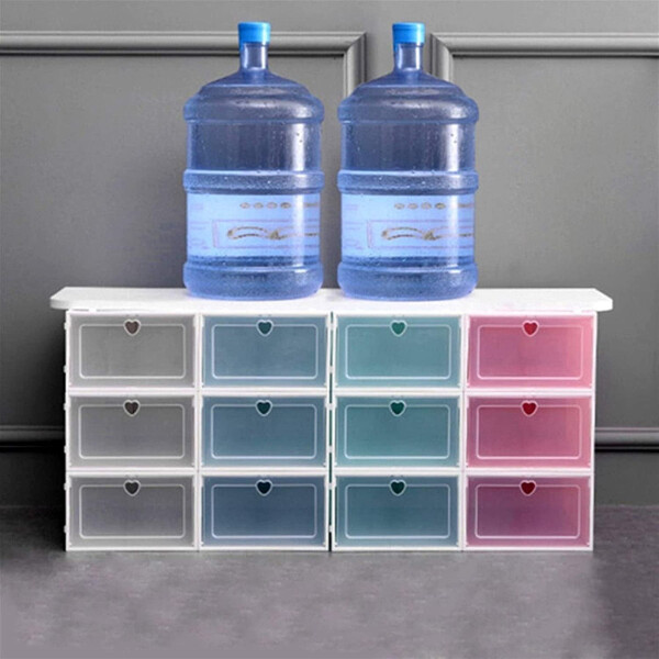 Caja Organizadora Zapatos Zapatera 24 Unidades Caja Apilable Variante Corazón Color Blanco