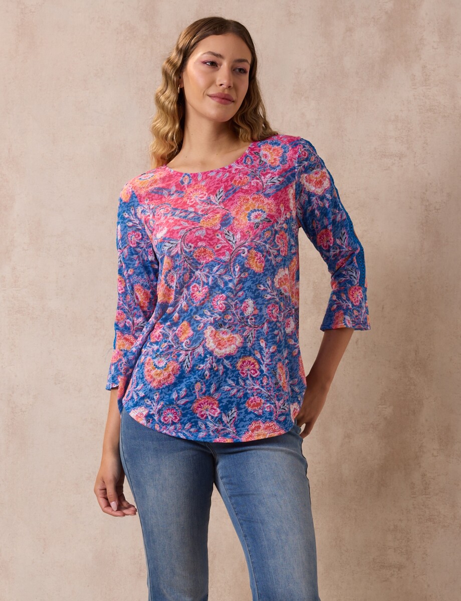 Blusa Printed - Multi/azul 
