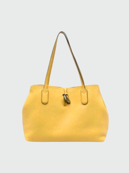 Longchamp -Cartera de cuero flexible, Roseau Essential Mostaza