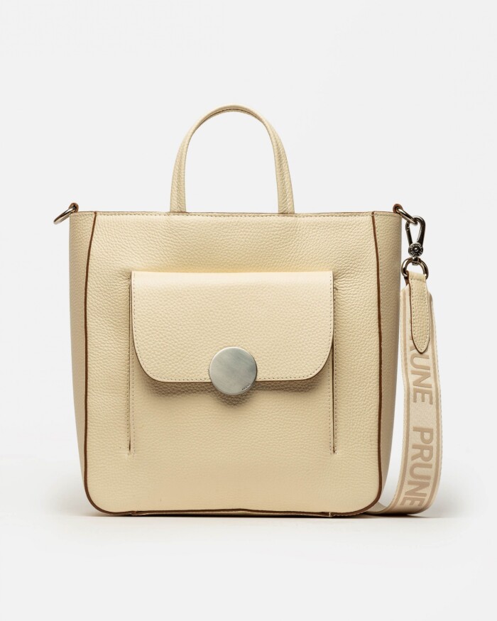 Shopper The Circle en cuero graneado Natural