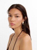 Pendientes Largos Con Aro dorado
