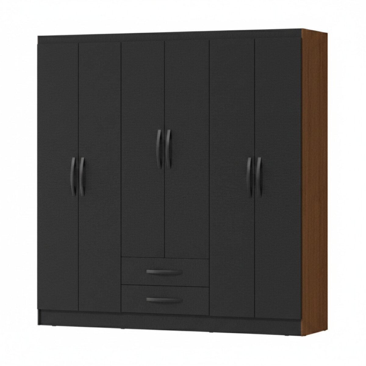 [OUTLET] Armario Ropero Placard de 6 Puertas Línea Plus con 2 Cajones y Perchero Horizontal - MDP - Negro - Dakar 