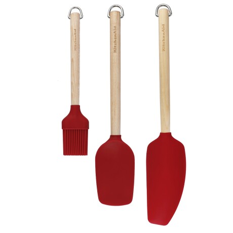 Set x 3 utensilios de silicona y madera con gancho KitchenAid Set x 3 utensilios de silicona y madera con gancho KitchenAid