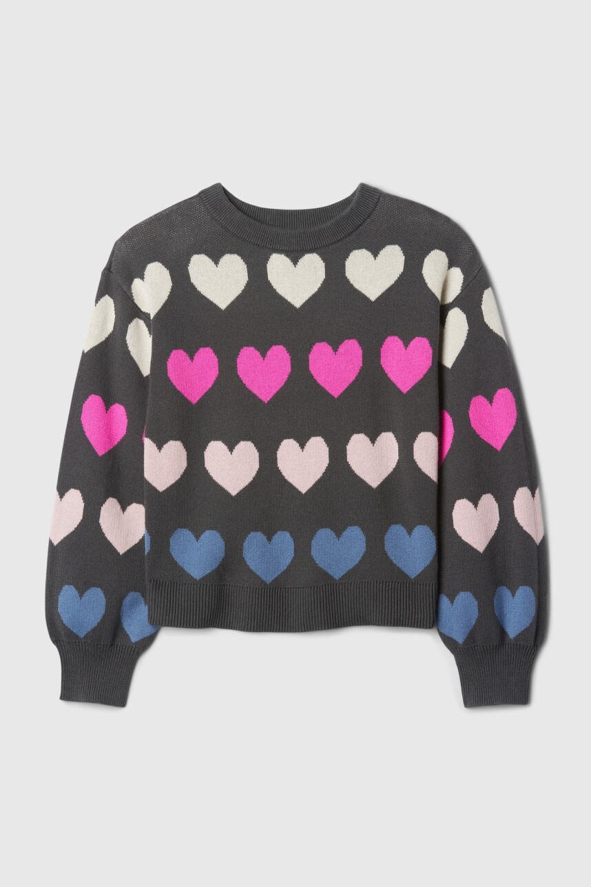 Buzo Intarsia Niña Multi Hearts Grey