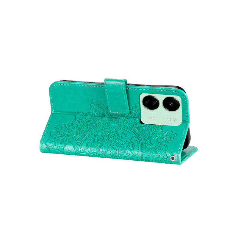 Flip cover Xiaomi Redmi 13C diseño mandala verde Flip Cover Xiaomi Redmi 13c Diseño Mandala Verde