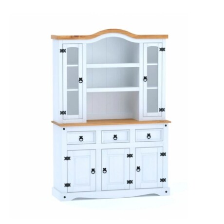 Cristalero Con Alzada Rustico 5 Puertas 3 Cajones Blanco Mie Cristalero Con Alzada Rustico 5 Puertas 3 Cajones Blanco Mie