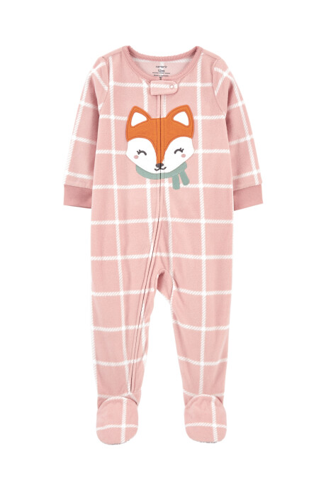 Pijama una pieza de micropolar, con pie, rosado, estampa zorro. Talles 2-5T Pijama una pieza de micropolar, con pie, rosado, estampa zorro. Talles 2-5T