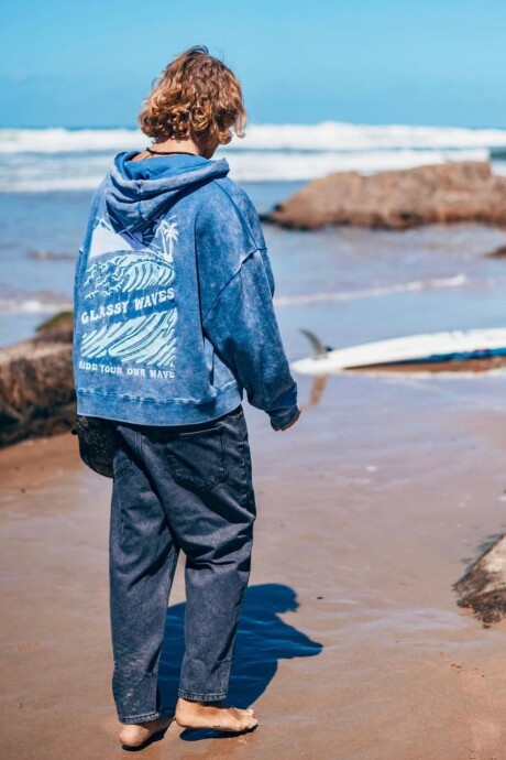Campera Waimea Bordada Doble Cierre / Azul Wash U