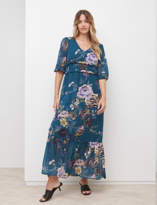 Vestido Maxi Flowers VERDE/MULTI
