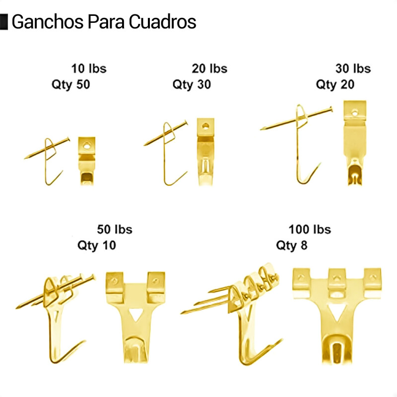 Set de Ganchos, Grampas y Tornillos para Cuadros Set de Ganchos, Grampas y Tornillos para Cuadros