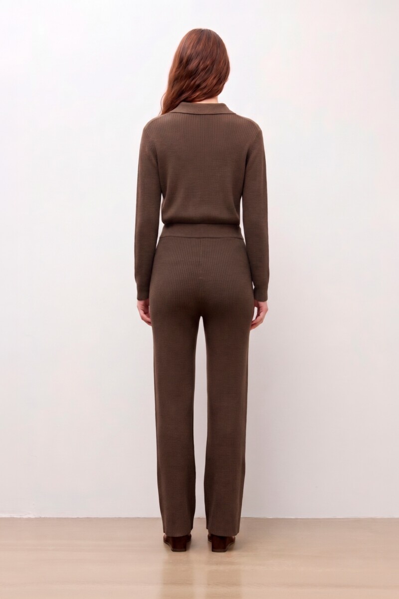 Pantalon tejido chocolate melange