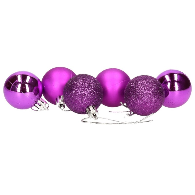 Esferas Navideñas Púrpura 4 cm – Caja x6 GE CAJA 6 BOLAS DE NAVIDAD PURPURA 4CM 3 STD