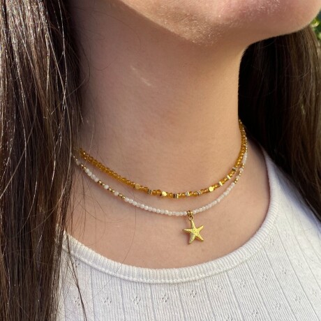 Collar ESTRELLA de MAR en acero y piedras naturales Collar ESTRELLA de MAR en acero y piedras naturales