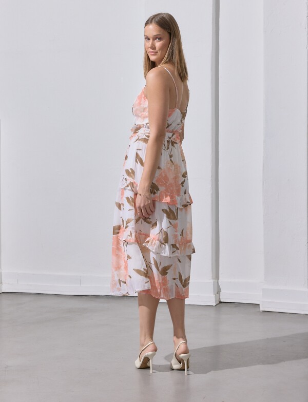 Vestido Midi Flores CRUDO/MULTI