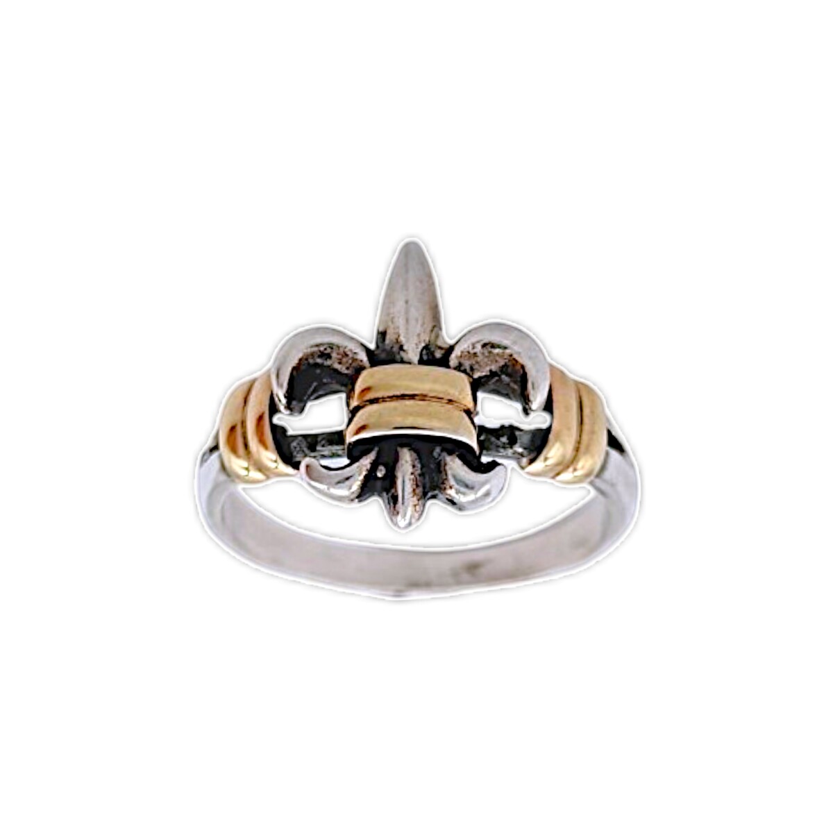 Anillo Flor de Lis-Plata y Oro-Sin Piedra-AN5229 - sinpiedra 