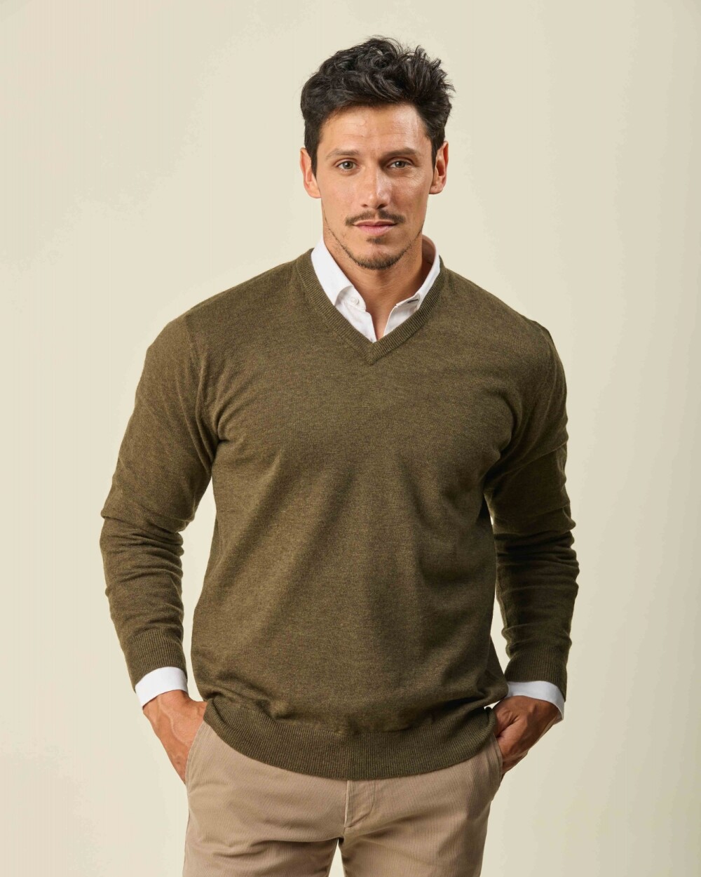 Buzo Lambswool Escote V Verde