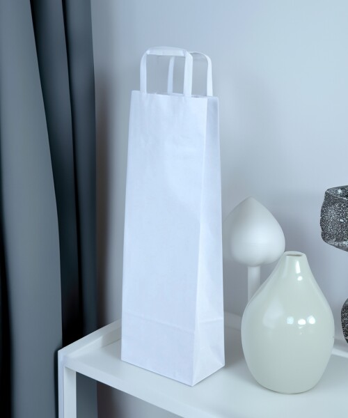 Bolsa lisa acuario 14x08x40 cm, para botella BLANCO