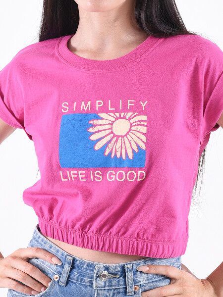 REMERA LIFE IS GOOD ROSA CHICLE