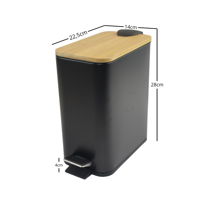 Papelera Tapa de bambú 5lt NEGRO