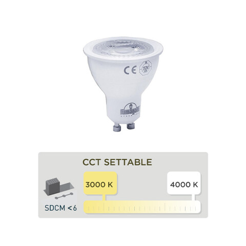 Lámpara LED GU10 3,5W tonalidad seteable 350Lm FL0802X