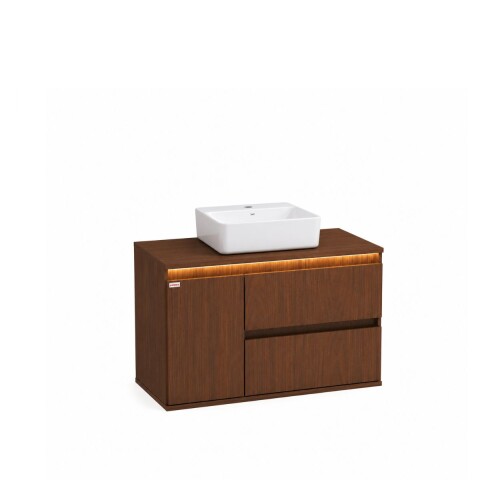 Mueble de baño suspendido Adelaida 90 cm Cacau con bacha Mueble De Baño Suspendido Adelaida 90 Cm Cacau Con Bacha
