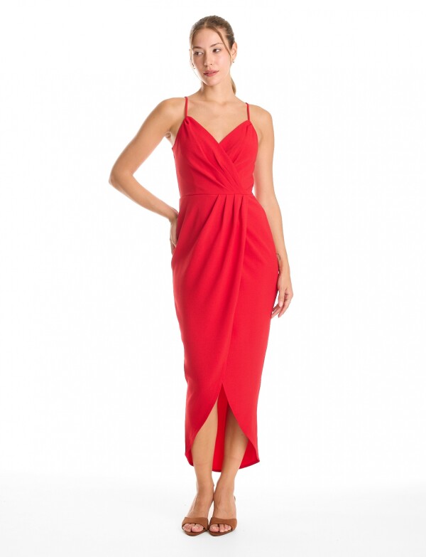 Vestido Drapeado Cruzado ROJO