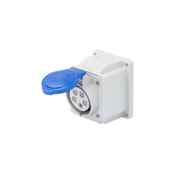 Tomacorriente exterior industrial 3P+T 32A 9HS 220V azul IP44 GG2416