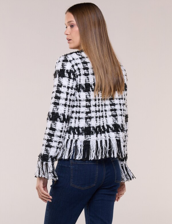 Chaqueta Tweed Con Flecos BLANCO/NEGRO