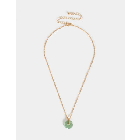 Collar Corto Dije Piedra Natural Dorado