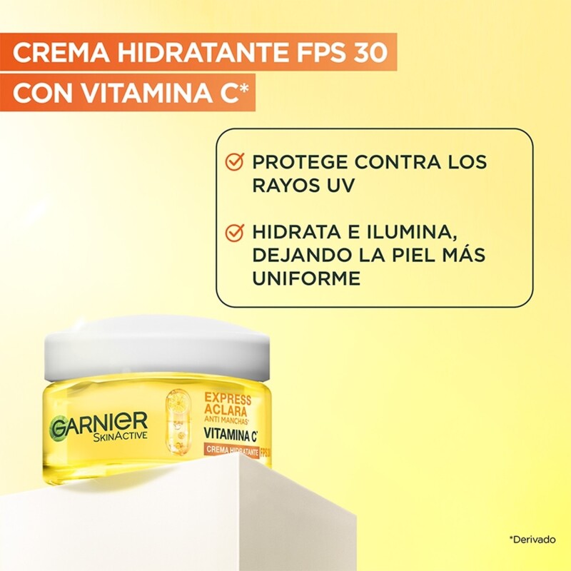 Crema Hidratante Express Aclara Garnier Fps30. 50 Ml. Crema Hidratante Express Aclara Garnier Fps30. 50 Ml.
