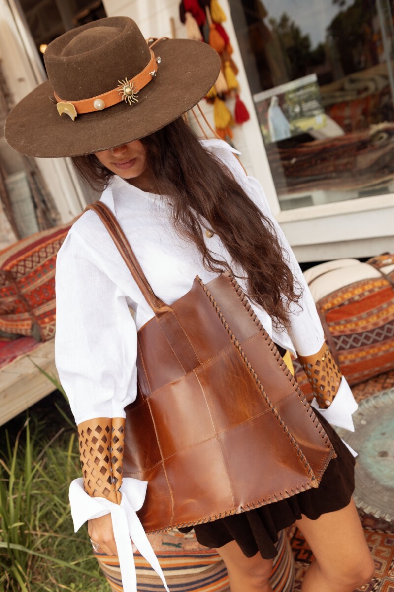 Leather Tote Bag - Chocolate 