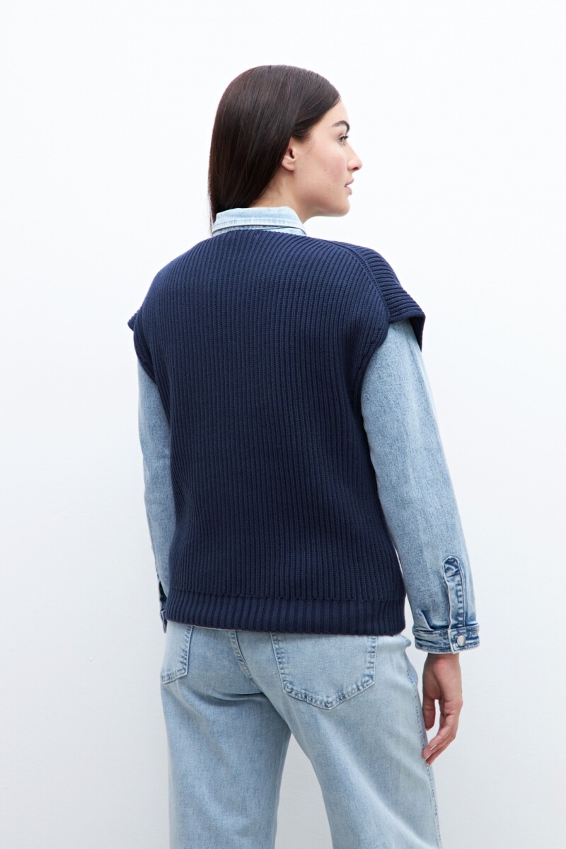 Cardigan manga corta azul marino
