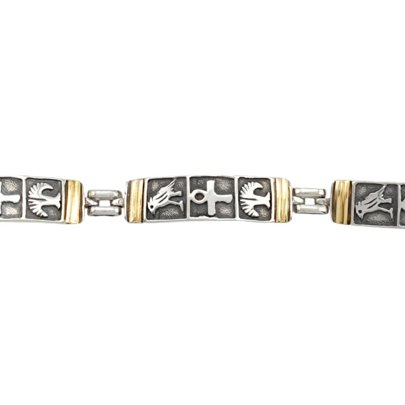 Pulsera Egipcia-Plata y Oro-Sin Piedra-PU5005 sinpiedra