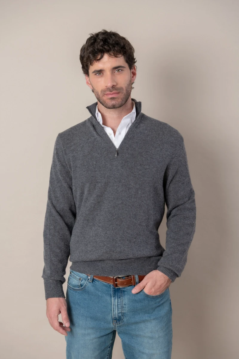 Sweater Half Zip - Gris 