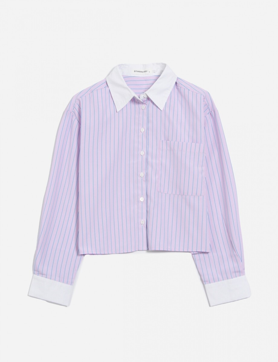 Camisa crop top bicolor - Rosa 